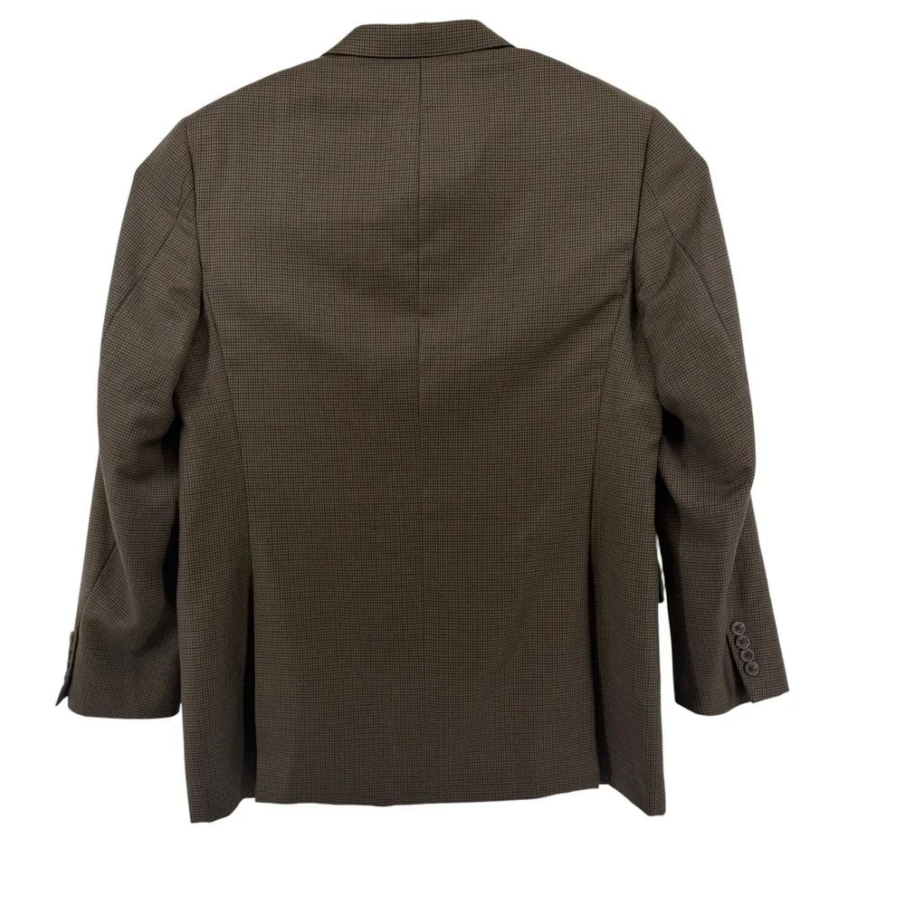 Burberry London Kensington Mens 43L Wool Blazer Brown Houndstooth Sport Coat USA